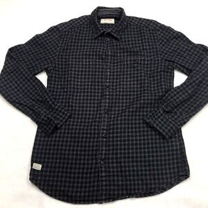 ED HARDY Flannel Shirt Men M Gray Black Micro Check Plaid Academia Goth Grunge